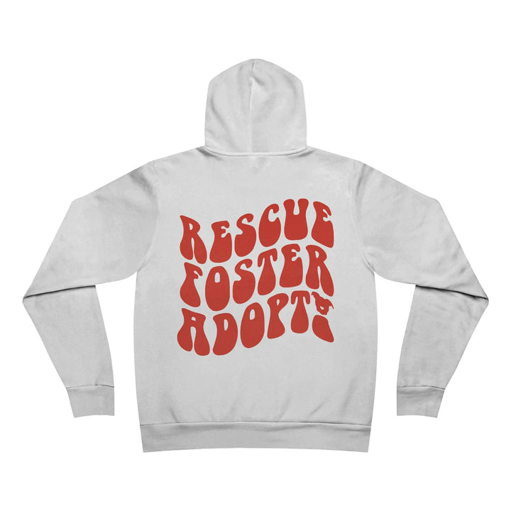 Rescue.Foster.Adopt V3 Red Text (Back Design) - Unisex Sponge Fleece Pullover Hoodie Printify