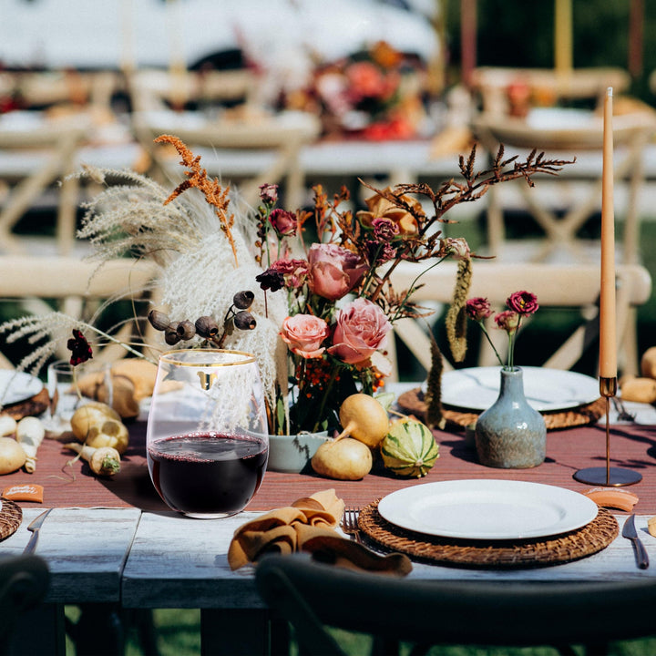 Single Paw Print Gold Rimmed Stemless Wine Glass