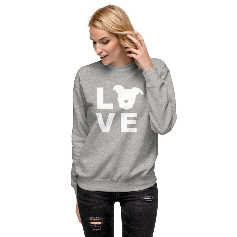 LOVE White Print Unisex Premium Sweatshirt The Gentle Pit