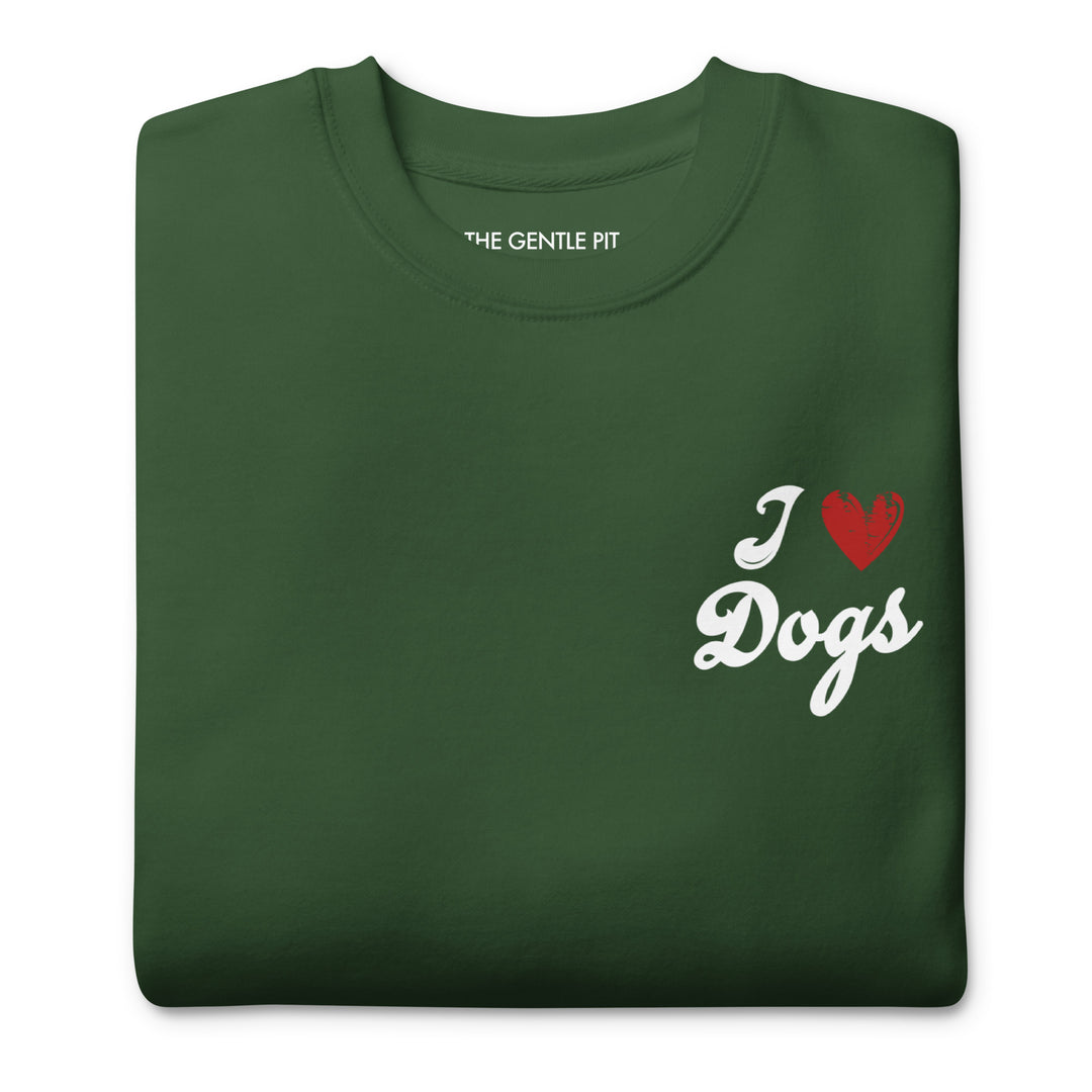 I Love Dogs Chest Emblem Crew Neck Sweatshirt