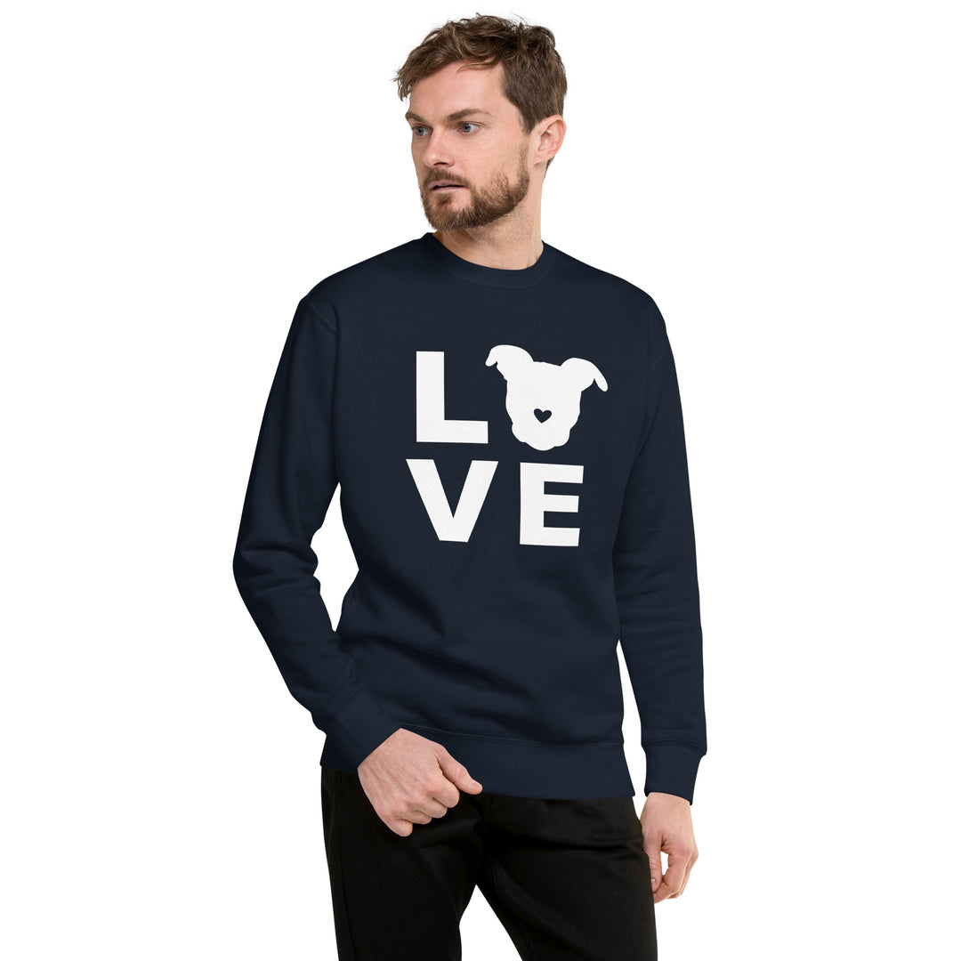 LOVE White Print Unisex Premium Sweatshirt The Gentle Pit