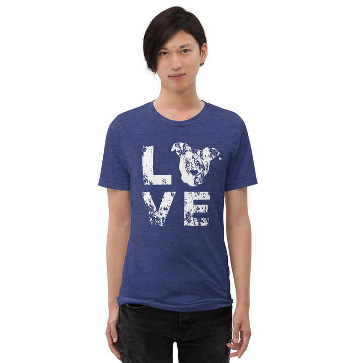 Distressed LOVE White Print Unisex Short Sleeve T-shirt The Gentle Pit