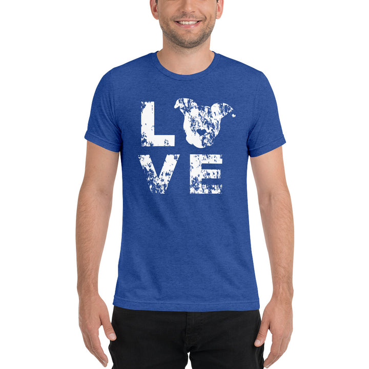 Distressed LOVE White Print Unisex Short Sleeve T-shirt The Gentle Pit