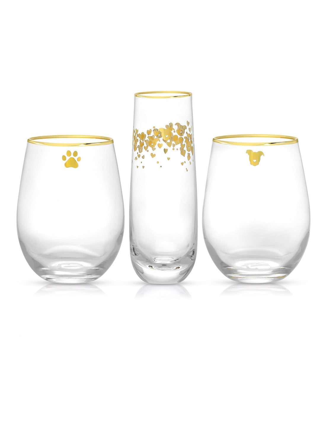 Gold Rimmed Stemless Wine Glass & Champagne Flute Bundle The Gentle Pit